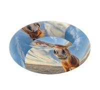 JUMBEAR Lit apaisant en forme de beignet en forme de petit cheval avec poils blonds - Lit rond en peluche chaud et doux avec fond antidérapant et lavable, taille S