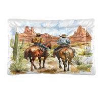 JUMBEAR Lit de cage pour chien et chat avec fond antidérapant - Lit doux et confortable - Motif cowboy du désert d'Amérique du Nord - 61 x 45,7 cm