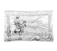 JUMBEAR Lit de cage pour chien et chat avec fond antidérapant - Lit doux et confortable - Motif cowboy du désert d'Amérique du Nord - 61 x 45,7 cm