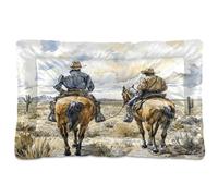JUMBEAR Lit de cage pour chien et chat avec fond antidérapant - Lit doux et confortable - Motif cowboy du désert d'Amérique du Nord - 91,4 x 61 cm