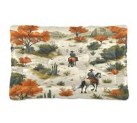 JUMBEAR Lit de cage pour chien et chat de style western nord-américain - Lit doux et confortable - Motif cowboy - Avec fond antidérapant - 91,4 x 61 cm