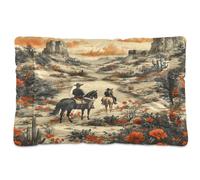 JUMBEAR Lit de cage pour chien et chat de style western nord-américain - Lit doux et confortable - Motif cowboy - Avec fond antidérapant - 91,4 x 61 cm