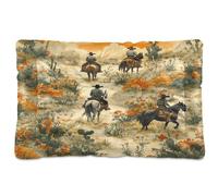 JUMBEAR Lit de cage pour chien et chat de style western nord-américain - Lit doux et confortable - Motif cowboy - Avec fond antidérapant - 91,4 x 61 cm