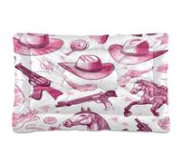 JUMBEAR Lit pour animal de compagnie avec chapeau de cowboy et pistolet d'Amérique du Nord - Matelas de cage pour chien et chat avec fond antidérapant - Lit doux et confortable pour chats et chiens