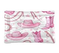 JUMBEAR Lit pour animal de compagnie avec chapeau de cowboy et pistolet d'Amérique du Nord - Matelas de cage pour chien et chat avec fond antidérapant - Lit doux et confortable pour chats et chiens