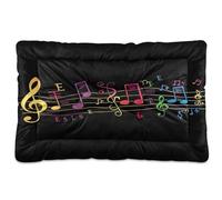 JUMBEAR Lit pour animal de compagnie avec motifs de symboles musicaux colorés, matelas de cage pour chien et chat, tapis doux et confortable pour chats et chiens, 61 x 45,7 cm