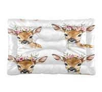 JUMBEAR Lit pour animal domestique motif cerf aquarelle avec fond antidérapant, doux et confortable, pour chats et chiens, 91,4 x 61 cm