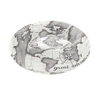 JUMBEAR Lit rond apaisant en forme de beignet en forme de carte du monde rétro pour chien et chat - Lit rond en peluche chaud et doux avec fond antidérapant et lavable, taille M