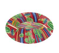 JUMBEAR Lit rond apaisant en forme de beignet pour chien et chat de style mexicain à rayures et cactus - Lit chaud et doux avec fond antidérapant et lavable, taille M