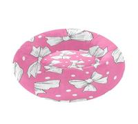 JUMBEAR Lit rond apaisant en forme de donut pour chien et chat avec nœud papillon - Lit rond en peluche chaud et doux avec fond antidérapant et lavable, taille S