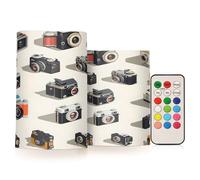 JUMBEAR Lot de 2 bougies LED sans flamme en cire véritable avec télécommande à 18 touches et fonction minuterie 24 heures 10,2 cm 12,7 cm