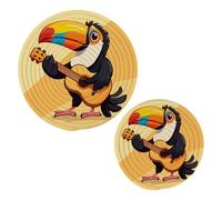 JUMBEAR Lot de 2 dessous de plat colorés en forme de toucan pour casseroles et poêles et maniques - Tapis ronds en corde de coton pour cuisine, dessous de verre, sets de table, repose-cuillère pour la