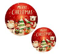 JUMBEAR Lot de 2 dessous de plat et sets de table Père Noël en coton tressé 17,8 cm + 22,9 cm