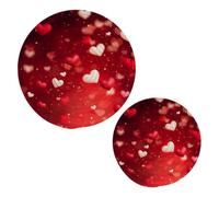 JUMBEAR Lot de 2 dessous de plat ronds en corde de coton pour casseroles chaudes et poêles et maniques - Motif cœurs rouges