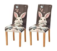 JUMBEAR Lot de 2 housses de chaise de Pâques motif lapin mignon pour salle à manger, housses de chaise extensibles, amovibles et lavables pour chaises de cuisine