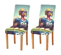 JUMBEAR Lot de 2 housses de chaise extensibles amovibles et lavables en jersey de football pour salle à manger Motif Turquie portant un maillot de football