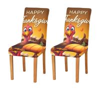 JUMBEAR Lot de 2 housses de chaise extensibles amovibles et lavables pour salle à manger Thanksgiving Turquie