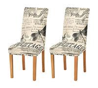 JUMBEAR Lot de 2 housses de chaise vintage pour salle à manger extensibles amovibles lavables anti-poussière pour chaise de cuisine
