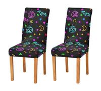 JUMBEAR Lot de 4 housses de chaise en forme de citrouille d'Halloween pour salle à manger, housses de chaise extensibles, amovibles et lavables pour chaises de cuisine