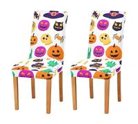 JUMBEAR Lot de 4 housses de chaise en forme de citrouille d'Halloween pour salle à manger, housses de chaise extensibles, amovibles et lavables pour chaises de cuisine