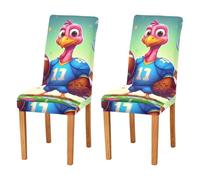 JUMBEAR Lot de 4 housses de chaise extensibles amovibles et lavables en jersey de football pour salle à manger Motif Turquie portant un maillot de football
