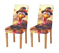 JUMBEAR Lot de 4 housses de chaise extensibles amovibles et lavables pour salle à manger Thanksgiving Turquie