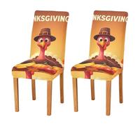 JUMBEAR Lot de 4 housses de chaise extensibles amovibles et lavables pour salle à manger Thanksgiving Turquie