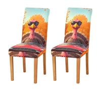 JUMBEAR Lot de 4 housses de chaise extensibles amovibles et lavables pour salle à manger Thanksgiving Turquie