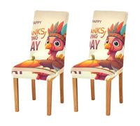 JUMBEAR Lot de 4 housses de chaise extensibles amovibles et lavables pour salle à manger Thanksgiving Turquie