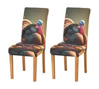 JUMBEAR Lot de 4 housses de chaise extensibles amovibles et lavables pour salle à manger Thanksgiving Turquie