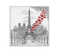 JUMBEAR Lot de 6 serviettes de table en tissu lavables et réutilisables pour fêtes, dîners, mariages, cocktails - Motif Paris romantique - 50,8 x 50,8 cm