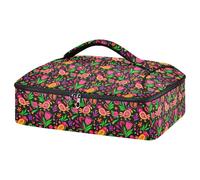 JUMBEAR Magnifique cocotte isotherme à motif floral mexicain pour aliments chauds ou froids, sac fourre-tout pour lasagnes, fêtes, pique-niques, plage, convient aux plats de cuisson de 22,9 x 33 cm