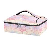 JUMBEAR Magnifique cocotte isotherme flamant rose pour aliments chauds ou froids, sac fourre-tout pour lasagnes, fêtes, pique-niques, plage, convient aux plats de cuisson de 22,9 x 33 cm