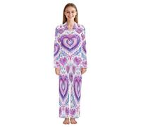 JUMBEAR Magnifique ensemble de pyjama mandala à manches longues pour femme avec haut boutonné et pantalon long, vêtement de nuit doux, a, XXL