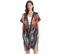 JUMBEAR Magnifique kimono à fleurs et tête de mort pour femme, cache-maillot de bain ample tendance, a, M