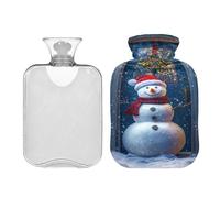 JUMBEAR Mignon bonhomme de neige de Noël Bouillotte avec housse souple pour soulager la douleur 2 L pour les mains et les pieds Sacs d'eau chaude pour dormir confortablement