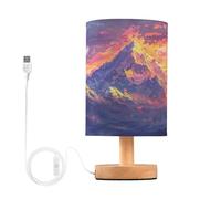JUMBEAR Montagnes enneigées sous le coucher du soleil Petite lampe de table, lampes de chevet, lampes de chevet avec abat-jour en tissu de lin pour chambre d'enfant, salon, bureau