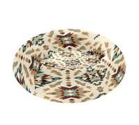 JUMBEAR Native American Lit rond apaisant en forme de beignet pour chien et chat - Lit rond en peluche chaud et doux avec fond antidérapant et lavable, taille XS