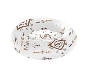 JUMBEAR Native American Lit rond apaisant en forme de moquette pour chien et chat - Lit rond en peluche chaud et doux avec fond antidérapant et lavable, taille XS