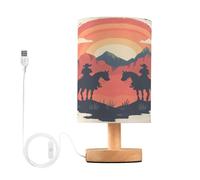 JUMBEAR Petite lampe de table vintage western cowboy pour soins des yeux, lampes de chevet lampes de chevet avec abat-jour en tissu de lin pour chambre d'enfant, salon, bureau