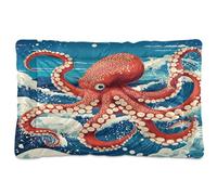 JUMBEAR Pieuvre on The Waves Lit pour animal domestique avec fond antidérapant, doux et confortable, pour chats et chiens, 61 x 45,7 cm