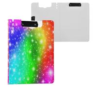 JUMBEAR Porte-bloc A4 à motifs colorés étincelants avec double pinces, planche à clip pliable avec couverture, organiseur personnel léger adapté pour hôpital, bureau, école, affaires, fournitures de