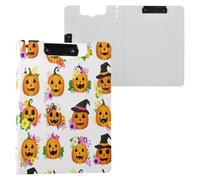 JUMBEAR Porte-bloc A4 amusant en forme de citrouille d'Halloween avec double clips, planche à clip pliable avec couverture, organiseur personnel léger adapté pour hôpital, bureau, école, affaires