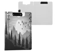 JUMBEAR Porte-bloc A4 de style montagnard noir et blanc avec double pinces, planche à clip pliable avec couverture, organiseur personnel léger adapté pour hôpital, bureau, école, entreprise, salle de