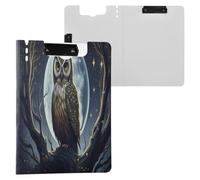 JUMBEAR Porte-bloc A4 en forme de hibou avec double pinces, planche à clip pliable avec couverture, organiseur personnel léger adapté pour hôpital, bureau, école, affaires, salle de classe