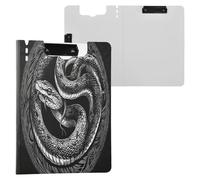 JUMBEAR Porte-bloc A4 en forme de serpent noir féroce avec double pinces, planche à clip pliable avec couverture, organiseur personnel léger adapté pour hôpital, bureau, école, affaires, salle de