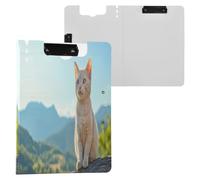 JUMBEAR Porte-bloc en forme de chat mignon A4 avec double clips, planche à clip pliable avec couverture, organiseur personnel léger adapté pour hôpital, bureau, école, affaires, salle de classe