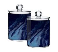 JUMBEAR Qtip Lot de 2 boîtes de rangement pour salle de bain en marbre bleu pailleté doré