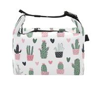 JUMBEAR Sac à déjeuner isotherme avec boucle, motif cactus de dessin animé pour homme/femme, sac isotherme étanche pour le travail, l'école, le pique-nique