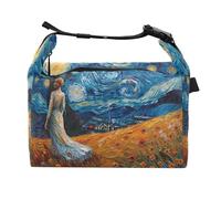 JUMBEAR Sac à déjeuner isotherme avec boucle, style Van Gogh, motif ciel étoilé, pour homme/femme, étanche, étanche, pour le travail, l'école, le pique-nique